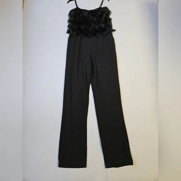 BCBG MazAzria Brianne Eyelash Fringe Jumpsuit Black Size Small - Picture 9 of 16